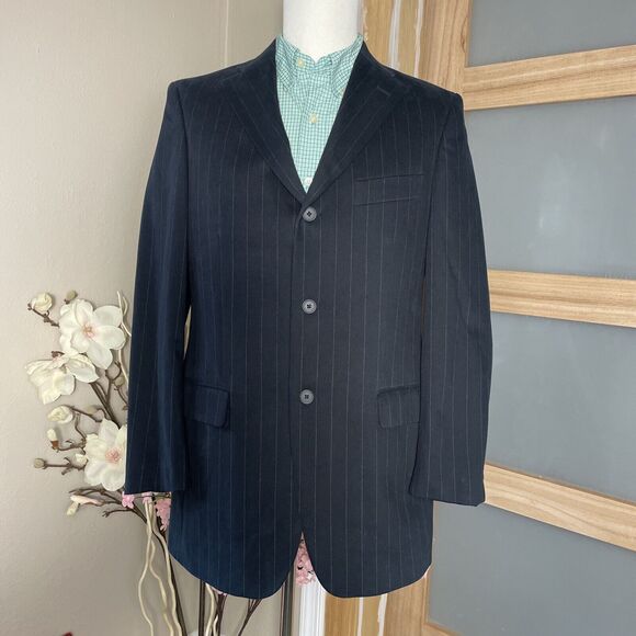 Banana Republic Suit Jacket/Blazer-Black Velvet Striped-Cotton-Size 38R